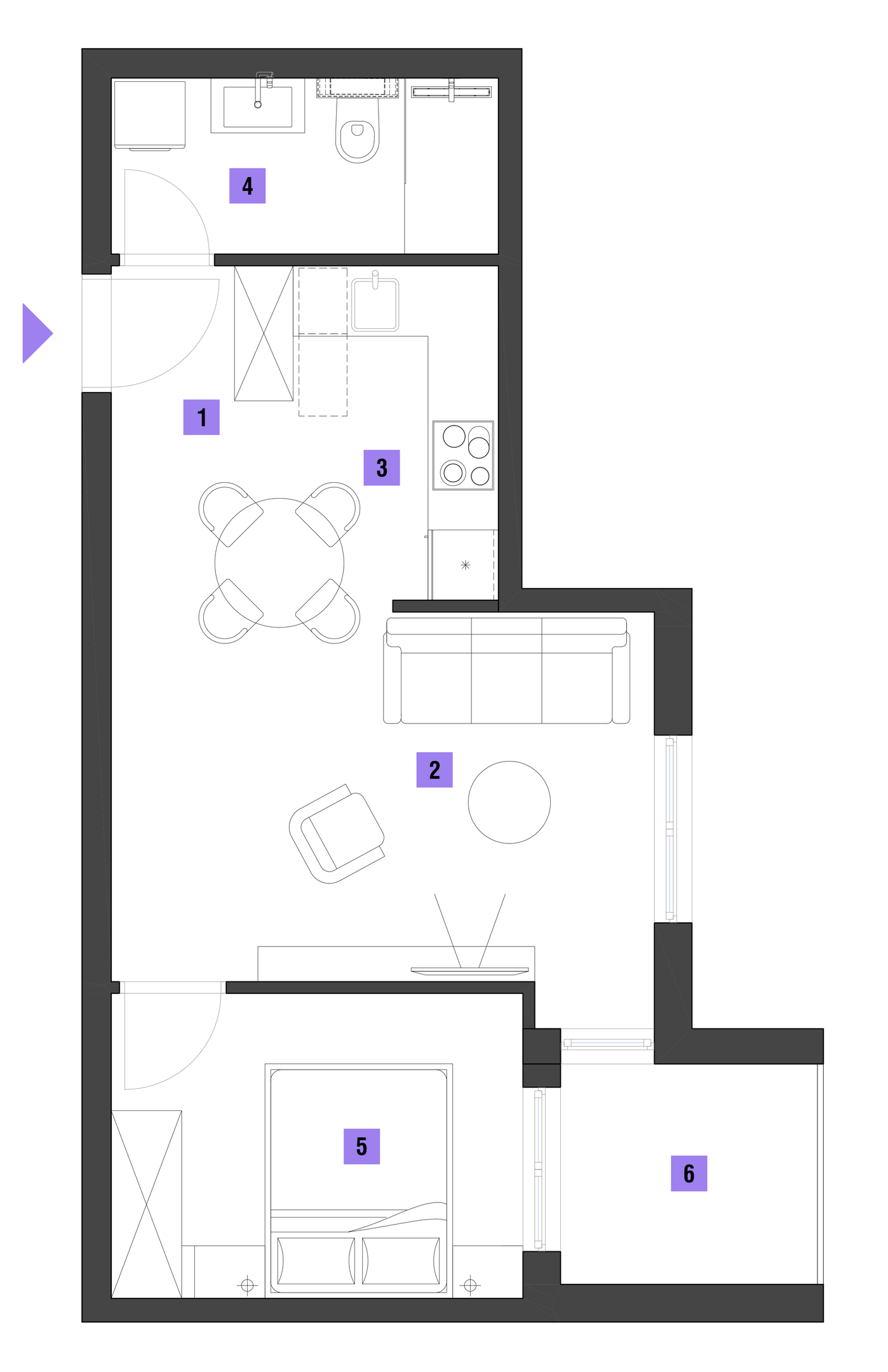 Dvosoban stan površine 43m2